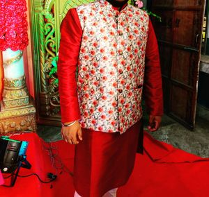 Kurta Pajama Floral Neheru Jacket