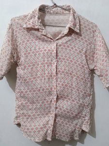 White Shirt With Orange Prints