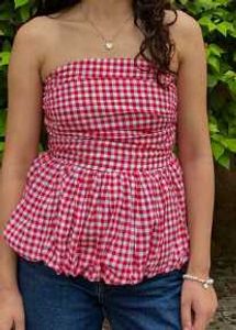 Gingham Print Tube Top