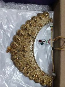 Elegant Gold  Indian Bridal Necklace with Tikka