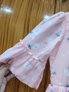 Pink Floral Ruffle Dress