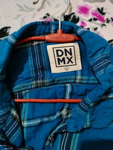 DNMX Brand Checked Blue Shirt