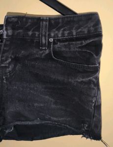 Black Denim Cut-Off Shorts