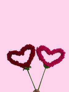 2 Pcs Handmade Crochet Heart Sticks – Red & Pink |