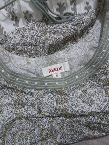 Anarkali Printed Kurti (Grey &amp; White)