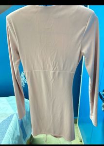 Blush Pink Ruched Bodycon Dress (ZARA)