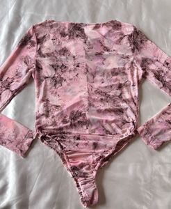 Pink Full Sleeves Mesh Bodysuit