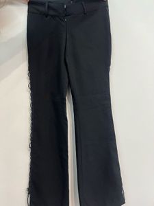 Black Bootcut Pant With Side Tie Up Detail