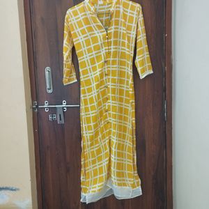 Yellow Kurti With White Leggings