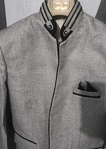 Black Jet Slim Fit Ethnic Blazer For Men