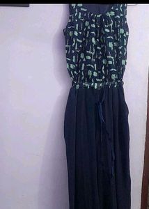 Patterned Navy Jumpsuit