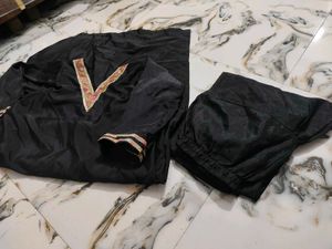 Black Kurti Pajama Set