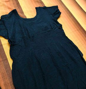 Women Black Cotton Kurta