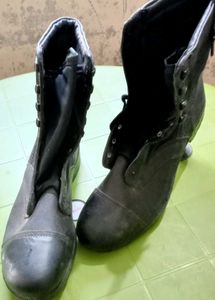 Black Leather Combat Boots