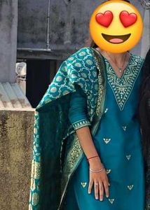 Teal Indian Kurta Pant With dupatta