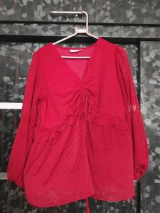 Red Ruffled Top