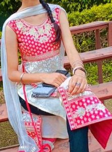 Pink And Peach Embellished Kurta