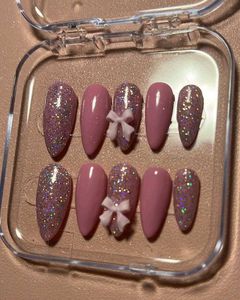 Red Glitter Press-On Nails