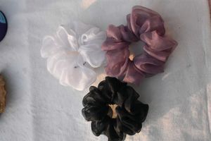 White, Black And Purple Organza Scrunchies