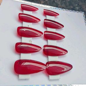 Red + Yellow Nails + Stickon + Liquid Glue
