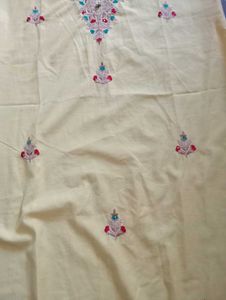 Yellow Embroidery Button Kurti