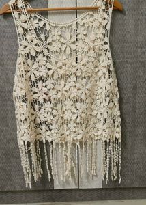 Floral Crochet Fringe Tank