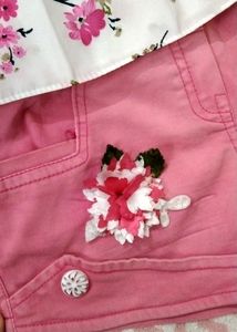 Floral Top With Denim Short
