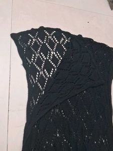 Elegant Black Crochet Maxi Dress