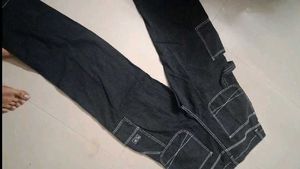 Cargo 6 Pocket Denim Jeans Black
