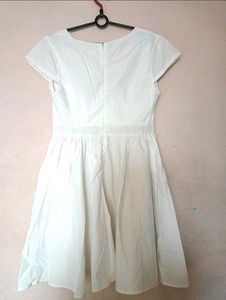 Korean Pure White Classic Midi Dress