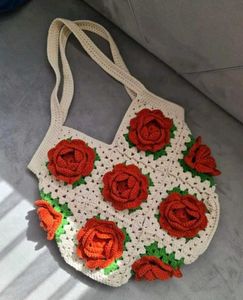 Crochet Rose Tote Bag