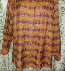vintage Patterned Button-Up Shirt