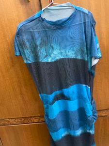 shein blue abstract dress