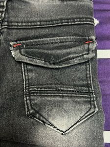Kids Washed Black Cargo Denim Joggers