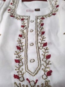 Elegant White Embroidered Kurta Set