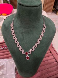 Zircon Pink Stone Necklace Set
