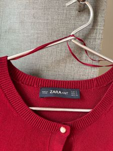 ZARA Knit Cardigan With Pearls