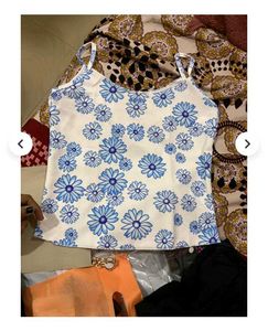 Stylish Blue Floral Tank Top