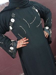 Fancy Abaya Stylish Stone And White Peal Workburka