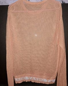 Combo Of Mesh Net Sweater With Denim Top