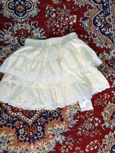 light yellow lolita lace Tiered Ruffle Mini