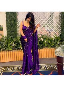 Elegant Purple Saree with Embellishments