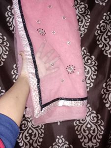 Net Design Peach Colour Saree