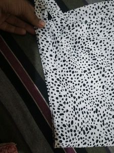 White, Black Dotted Skirt