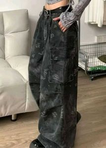 Black Abstract Cargo Jeans