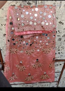Mirror Work Unstitched Lehenga Choli &amp; Dupatta