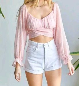 Pink Polka Dot Crop Top