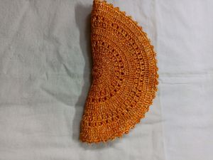 Handmade Crochet Orange Hand Purse, New