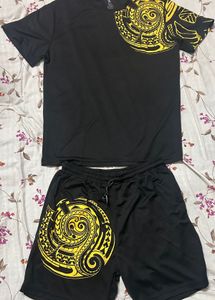 Black & Gold T-Shirt & Shorts Set