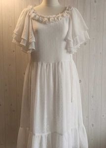 White Ruffled Sheer Dress